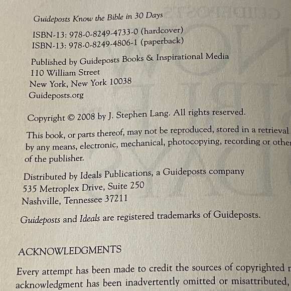 Know the Bible in 30 Days 2008 Paperback Book by J. Stephen Lang - Picture 8 of 15